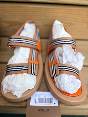 Burberry Icon Stripe Strap Lambskin Sandals